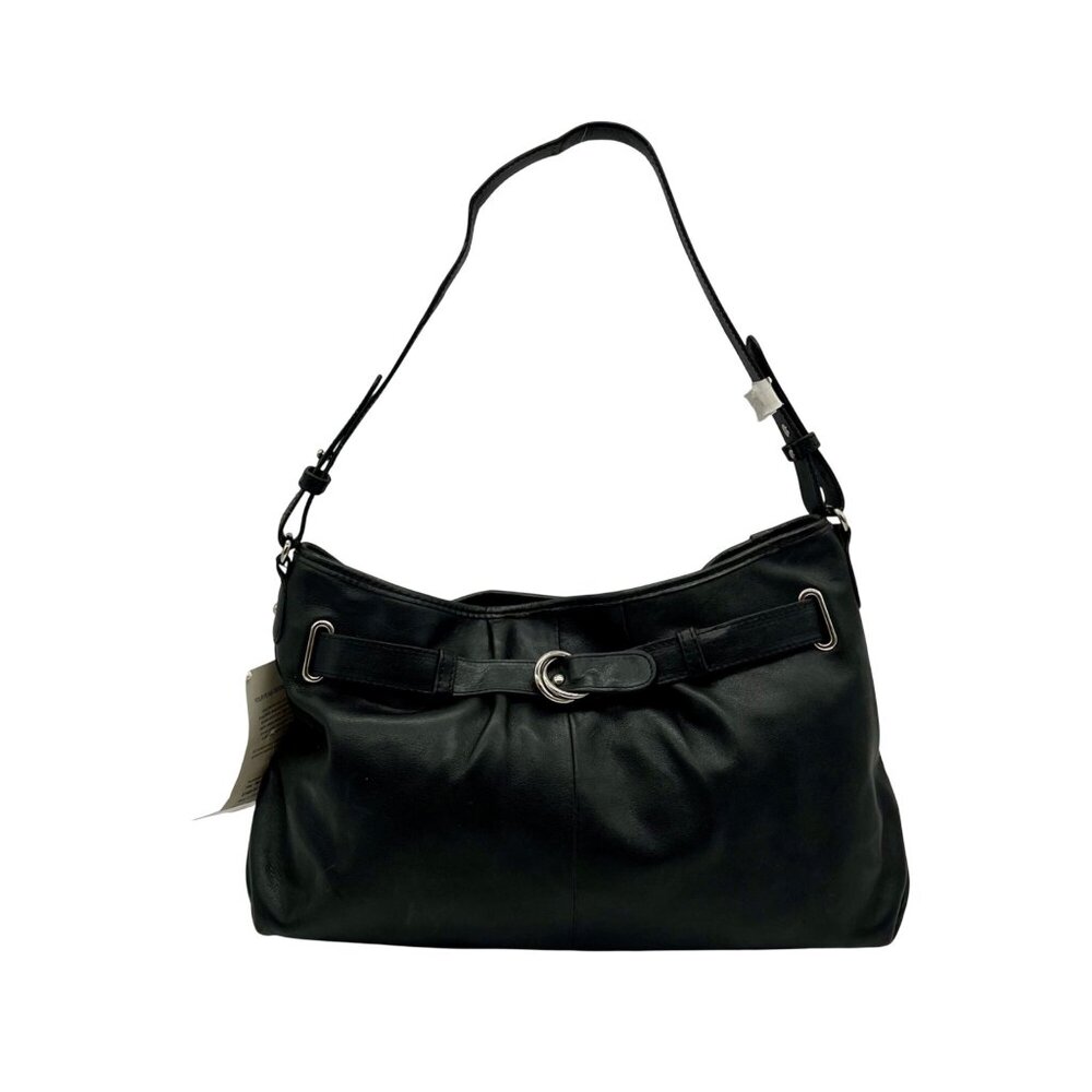 Franklin Covey Black Leather Veronica Shoulder Bag